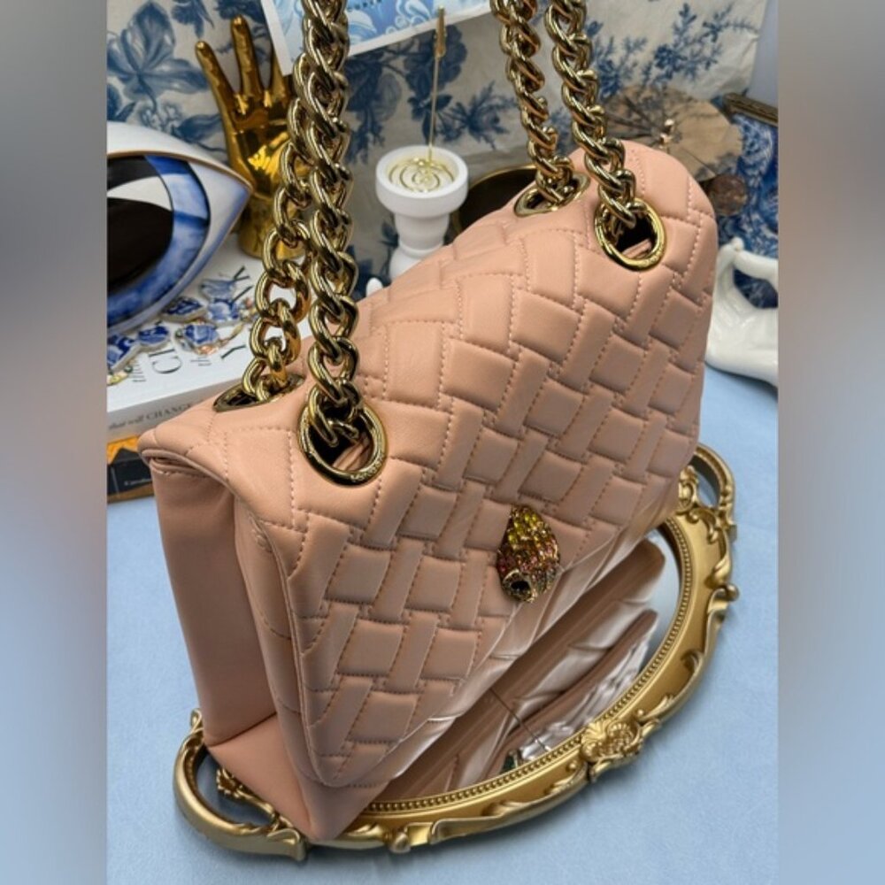 🆕 KURT GEIGER LONDON 🧿 NWOT Large Kensington Long Flap East West Bag, Peach - Picture 6 of 16